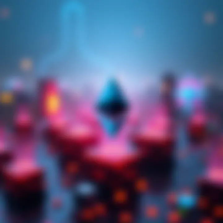 Visual representation of Ethereum's Glamsterdam upgrade focusing on blockchain scalability and efficiency improvements with graphics of digital blocks and network connections.