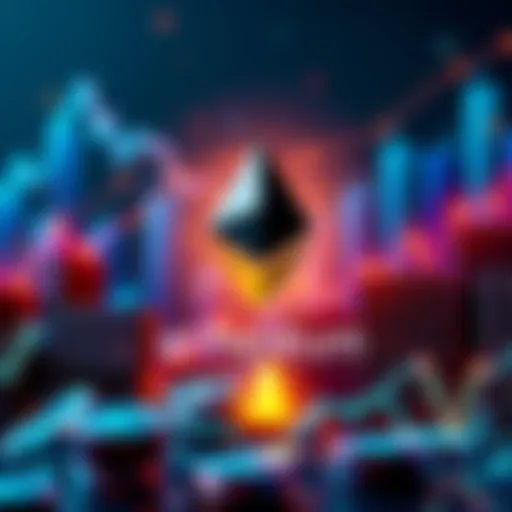 A visual representation of Ethereum's rise in the cryptocurrency market, featuring the Ethereum logo surrounded by upward-trending graphs and financial symbols, symbolizing growth and leadership in De...