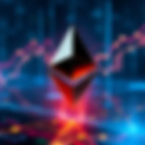 Ethereum logo displayed on a futuristic digital backdrop, symbolizing cryptocurrency investment