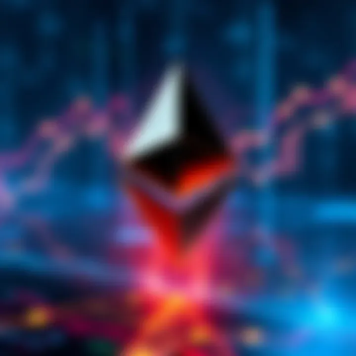 Ethereum logo displayed on a futuristic digital backdrop, symbolizing cryptocurrency investment