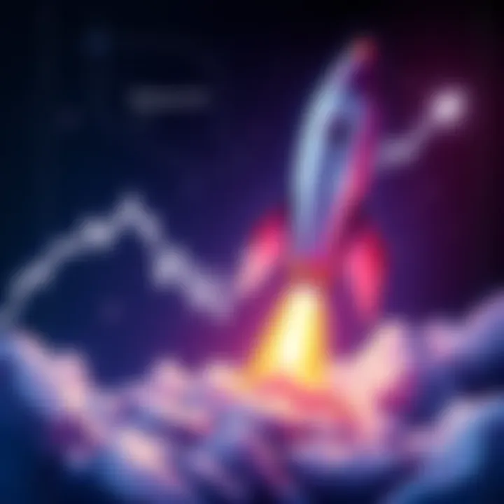 Graph showing Ethereum price moving towards $5,000 with a rocket illustration in the background.