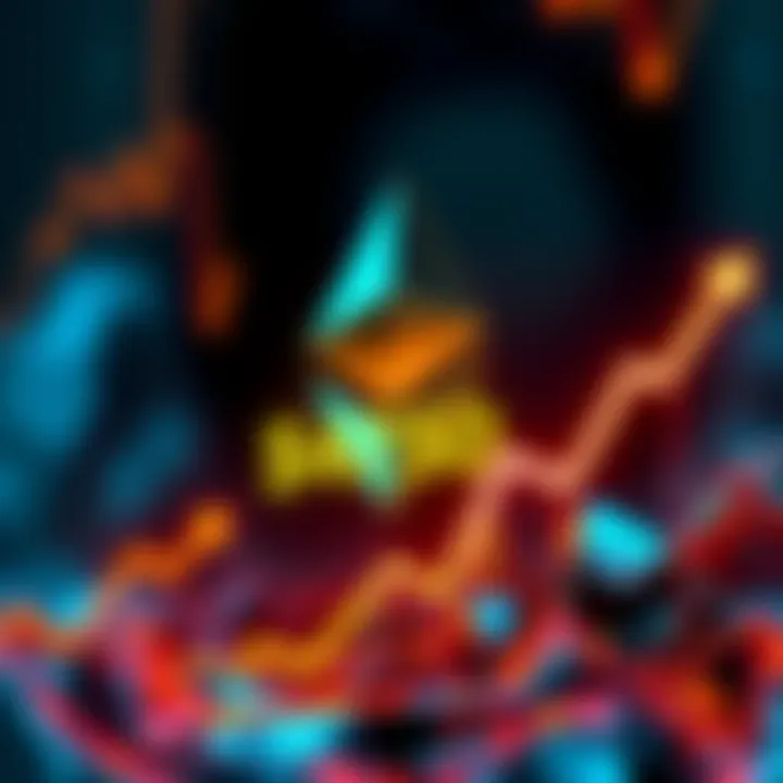 Ethereum symbol with an upward graph and $4750 price tag showing potential to reach $6969