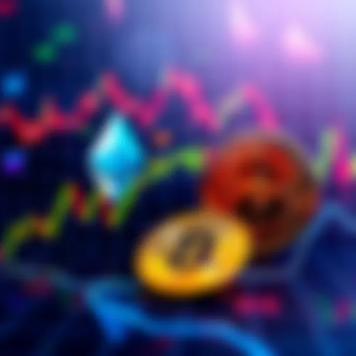 Ethereum and Bitcoin Market Trends A graphic showing Ethereum and Bitcoin prices with trend lines, symbolizing market movements and trends.