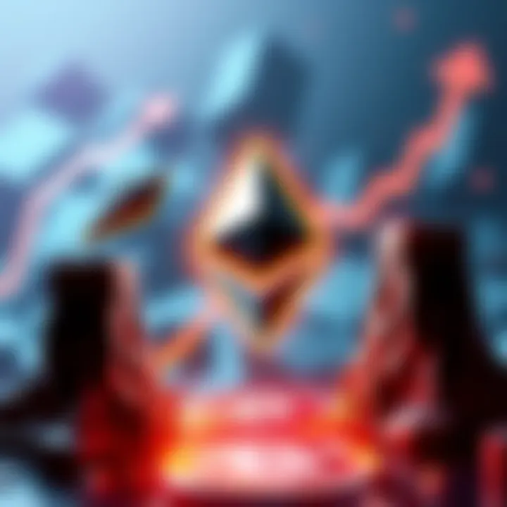 Illustration showing Ethereum's logo with arrows indicating rising net inflows, symbolizing its lead in the blockchain market as 2025 ends.