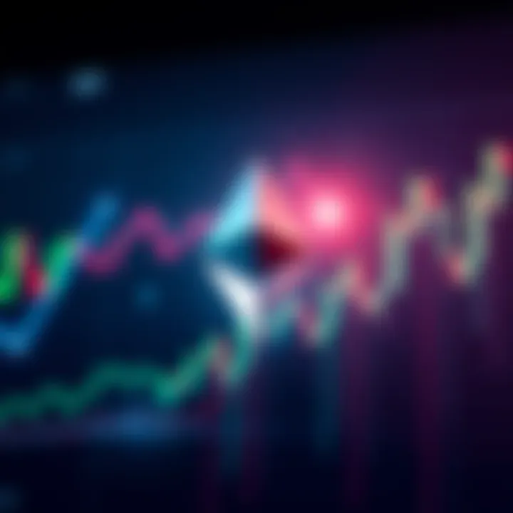 Ethereum logo in front of rising financial graphs, symbolizing its growth in financial institutions