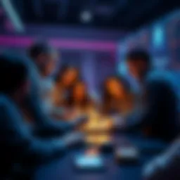 A group of people collaborating on a project with Ethereum branding, showcasing innovation in decentralized finance.