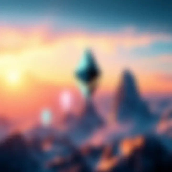 Ethereum Growth Illustration Graph showing rising Ethereum supply with symbols of staking and transaction fees