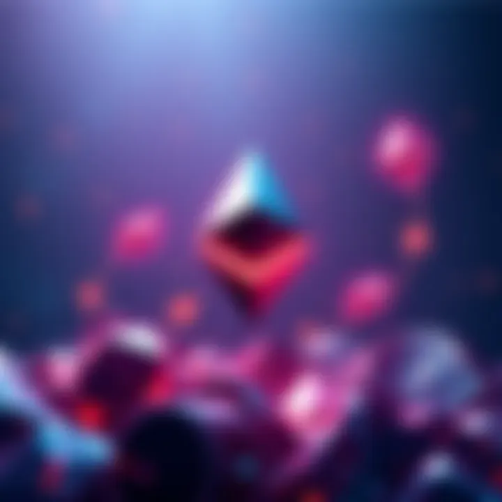 A visual representation of Ethereum's logo with upward arrows symbolizing growth, alongside elements representing the Glamsterdam Upgrade and institutional interest.