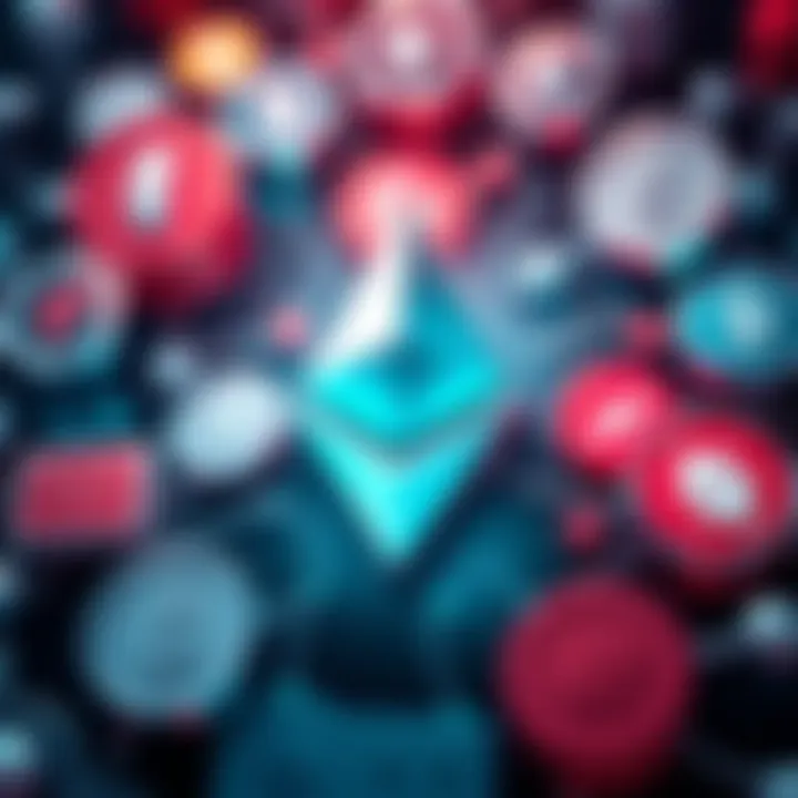 Ethereum logo surrounded by various payment icons, illustrating its potential as a payment network
