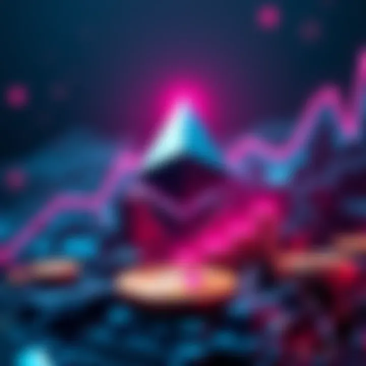 A visual representation of Ethereum's rise in popularity over Bitcoin, showcasing Ethereum's logo with graphical elements indicating growth and interest.