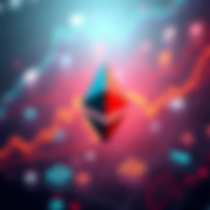 Graph showing Ethereum price fluctuations with geopolitical tension icons in the background