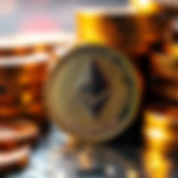 A graphic showing Ethereum coins with a lock symbol, indicating that 31% of the total supply is staked for future gains.