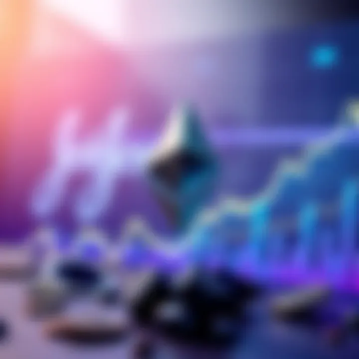 Ethereum symbol with rising graph and Johnson & Johnson logo in background