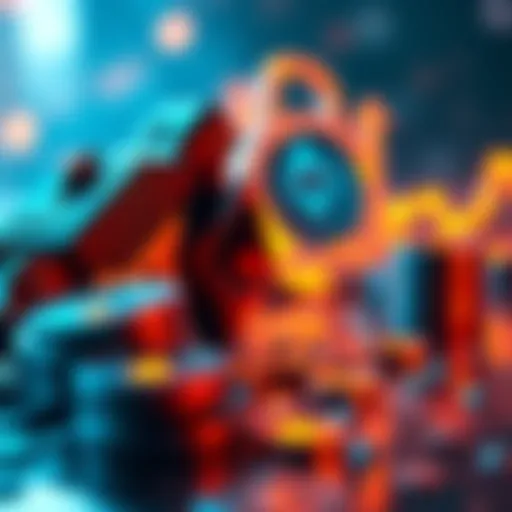 Representation of Ethereum's rise with assets symbolizing over $300 billion in value, showcasing secure financial transactions.