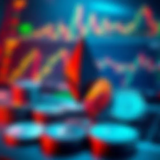 A graphic showing a split between active trading and long-term holding for Ethereum, with charts and coins