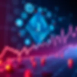 Ethereum Trends in Crypto Market Graph showing Ethereum price trends and market changes with digital currency symbols in the background