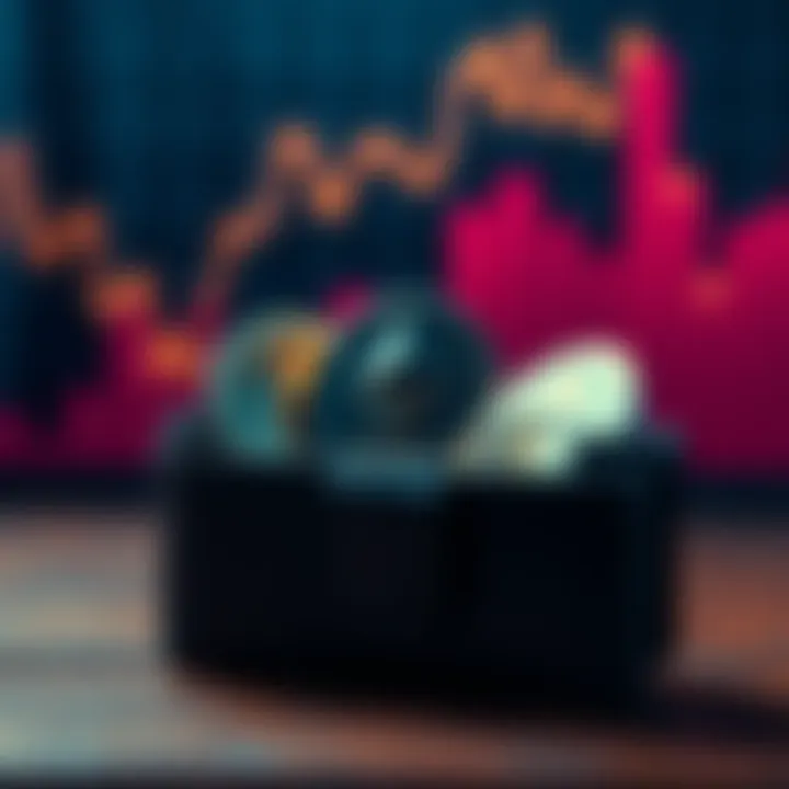 A digital wallet displaying Ethereum coins, symbolizing scarcity and potential price increase, with a graph showing rising prices in the background.