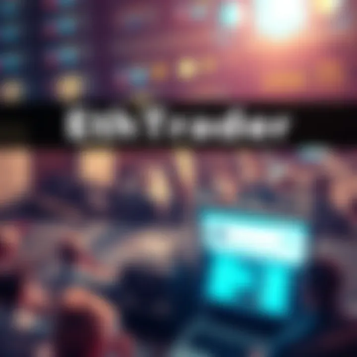 A digital artwork showcasing a vibrant forum with old EthTrader posts and lively discussions, capturing the nostalgia of the community's peak days.