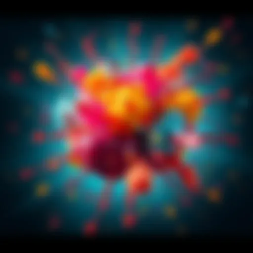 A vivid representation of intense emotions with colorful bursts symbolizing the metaphorical explosion of a spleen, illustrating life's challenges.