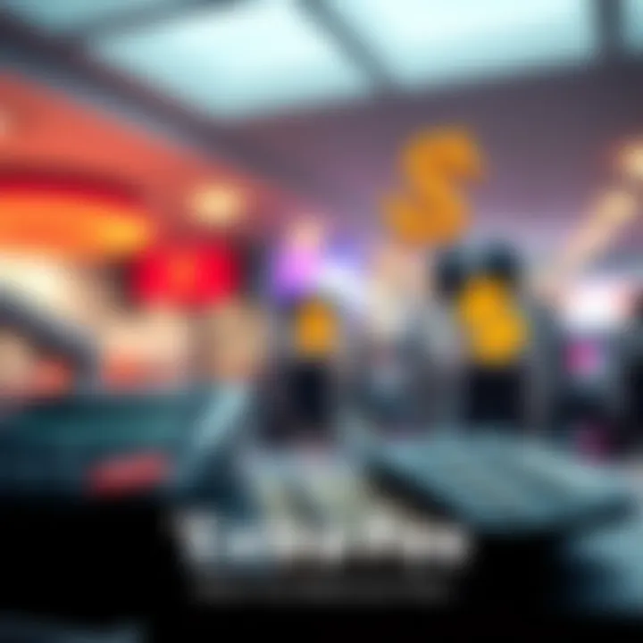 Visual representation of an extra fee being added to bills or tickets, showing dollar signs and a calculator