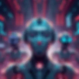 Illustration of a futuristic AI model labeled Fable, showcasing advanced technology against a backdrop of competition with Astra and Grok 4.7, symbolizing innovation and anticipation.