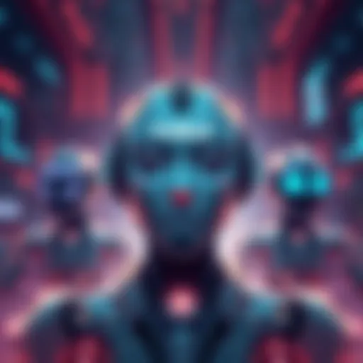 Illustration of a futuristic AI model labeled Fable, showcasing advanced technology against a backdrop of competition with Astra and Grok 4.7, symbolizing innovation and anticipation.