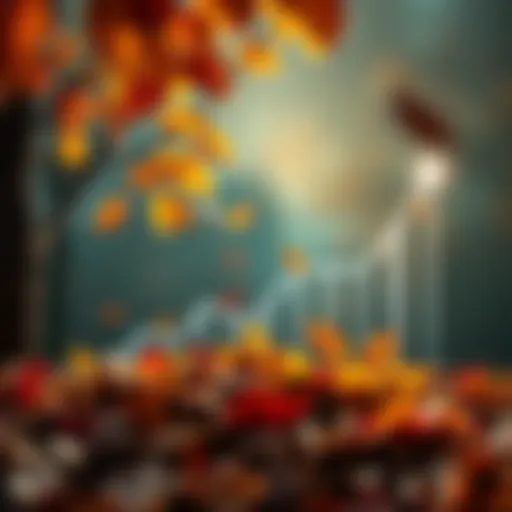 Fall Crypto Market Growth An upward trend graph with falling leaves, representing the potential growth of the crypto market this fall.