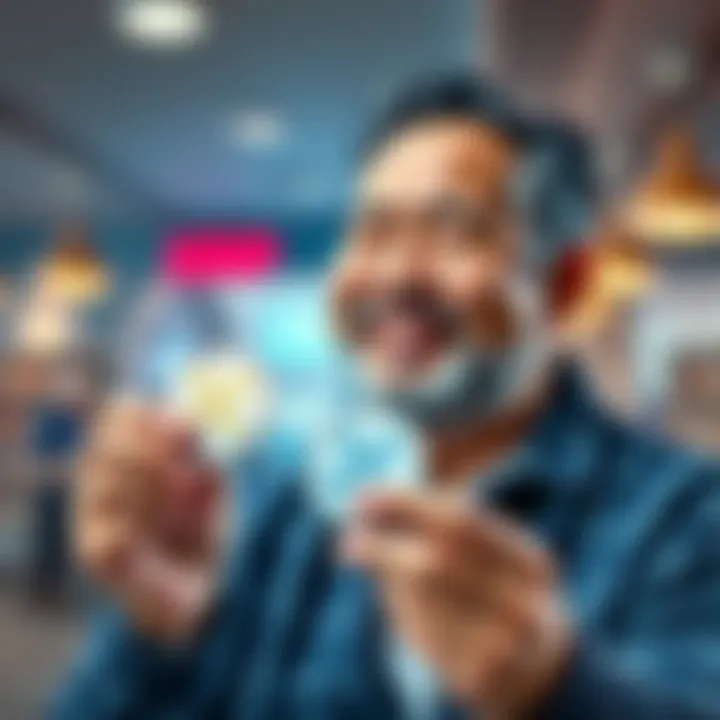 A dad smiles while holding two XRP tokens, symbolizing hope for his sons' future amidst economic challenges.