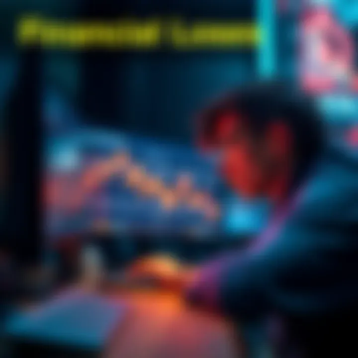 A worried person looking at a computer screen showing declining cryptocurrency values and financial losses.