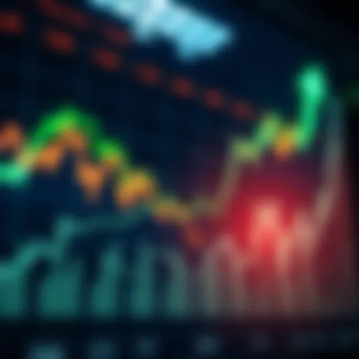 A graph showing rising stock prices with a green trend line pointing upwards, symbolizing potential market growth toward 68K.