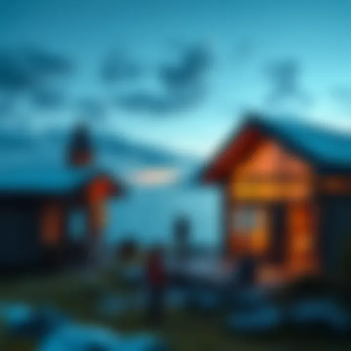 A beautiful Finnish holiday home with a scenic view, showcasing the concept of tokenizing real estate through NFTs. People enjoying their stay in a cozy, modern cabin surrounded by nature.