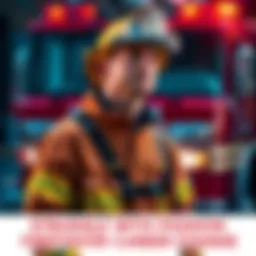 A firefighter in full gear stands alone, looking thoughtful, with a fire truck in the background. He appears torn between his job and personal happiness.