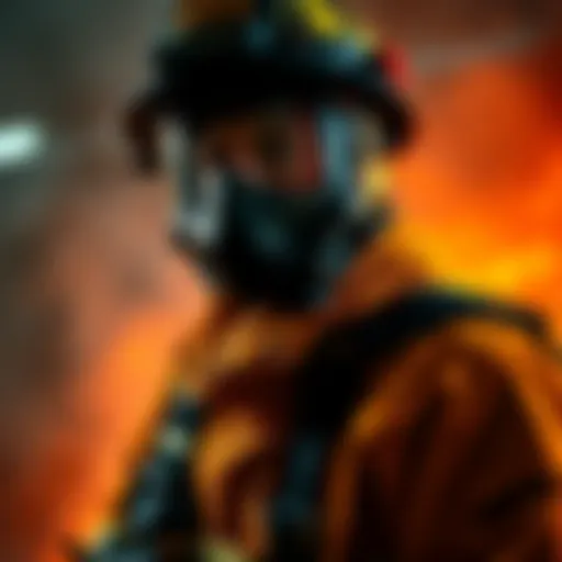 A firefighter wearing full protective gear stands ready, focused on the challenges ahead, symbolizing the daily struggles faced by those in the fire service.