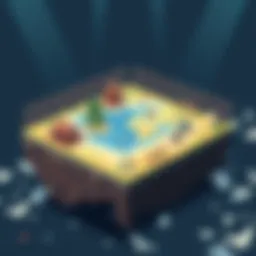 A flat Earth model showing a map with a depiction of what might exist beneath the surface, including various speculative elements.