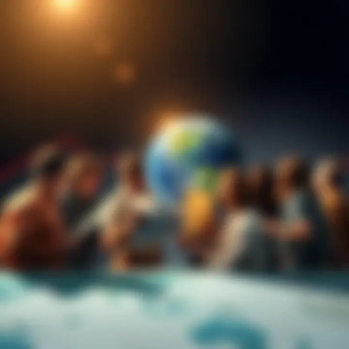 Flat Earth Theory Debate A group of people discussing flat Earth theories with maps and charts, looking puzzled about the edge of the world