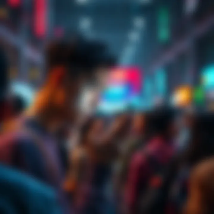 A person looking at their smartphone surrounded by a crowd, illustrating FOMO in 2025.