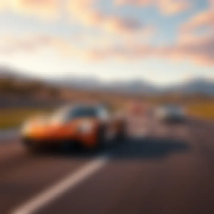 Forza Horizon 6 Gameplay A screenshot showing cars racing in a colorful landscape in Forza Horizon 6