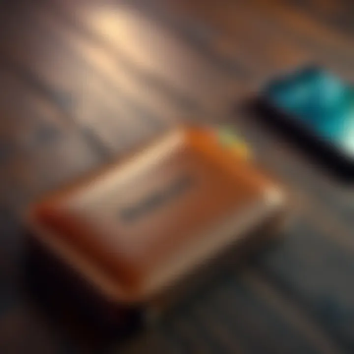 A brown leather wallet found on a wooden table with some cards peeking out.