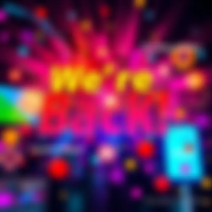 A bright graphic with the text 'We’re Back!' and colorful elements representing new ideas and updates.