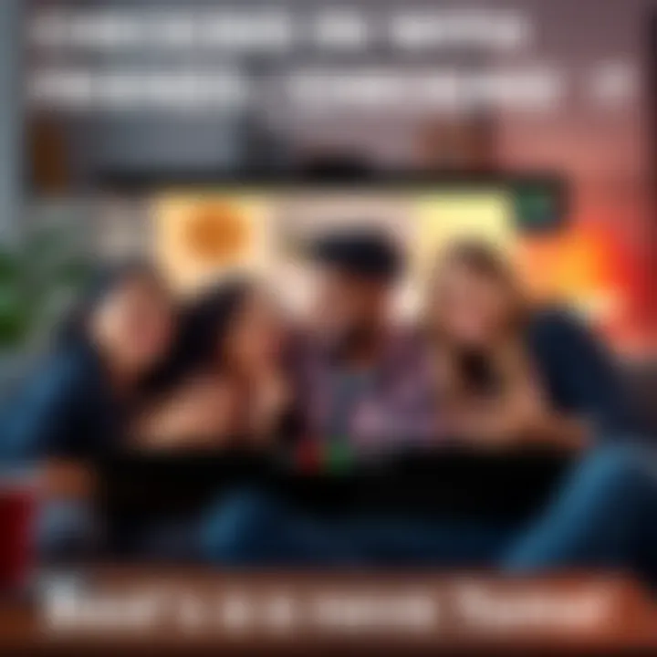 A group of friends smiling and talking on a video call, showing support for each other during tough times.