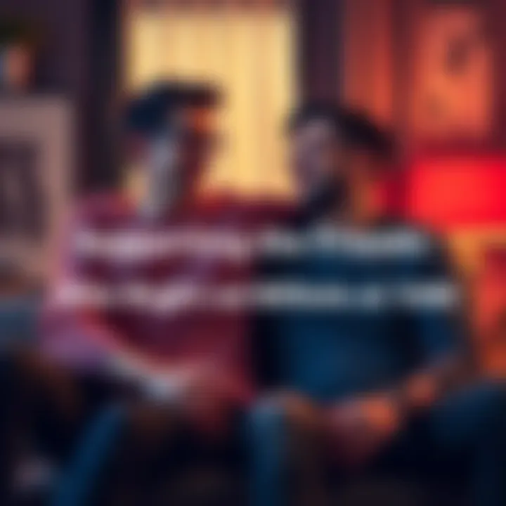 Two friends sitting together, discussing Bitcoin investments and offering emotional support