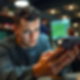 A person looking annoyed while filling out a survey on a digital device, expressing frustration over name requests.