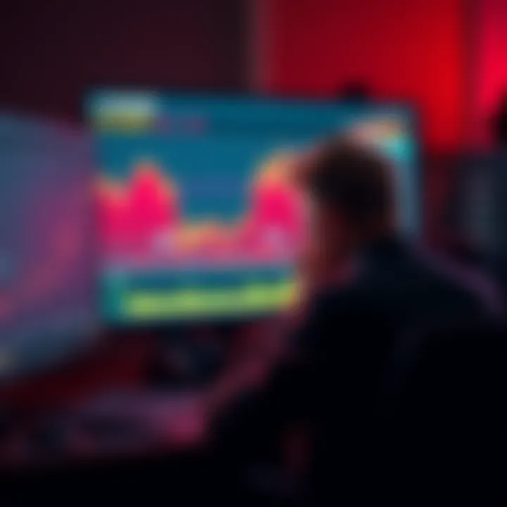 A person sitting in front of a computer, showing disappointment while reviewing losses in $TRUMP cryptocurrency investments, with a chart displaying a downward trend on the screen.