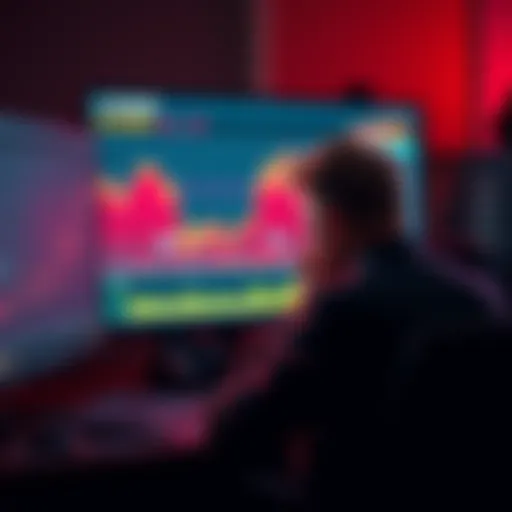 Frustrated investor looking at $TRUMP crypto chart A person sitting in front of a computer, showing disappointment while reviewing losses in $TRUMP cryptocurrency investments, with a chart displaying a downward trend on the screen.