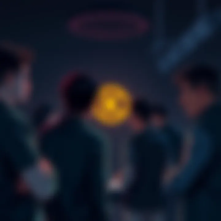 Group of people discussing their concerns about Kraken NFTs in a dark room