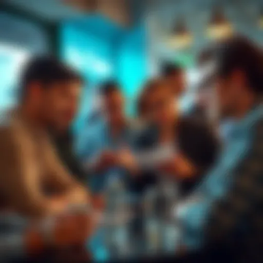 A group of people expressing frustration while discussing their experiences with bid tokens and low rewards in a casual setting.