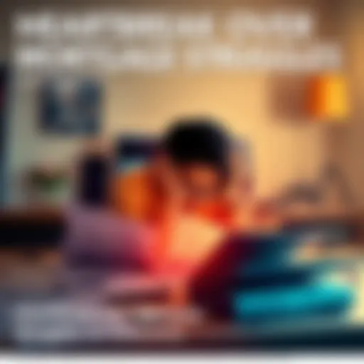 A person sitting at a table, looking distressed while reviewing mortgage bills and investment statements, surrounded by financial documents.