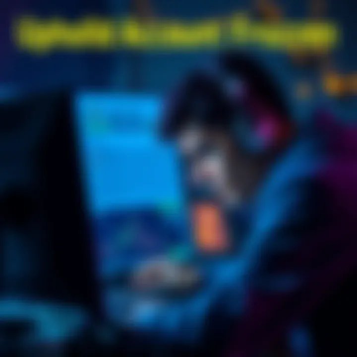 A person looking frustrated at their computer, showing frozen account issues with Uphold, while reviewing bank statements and transaction details.