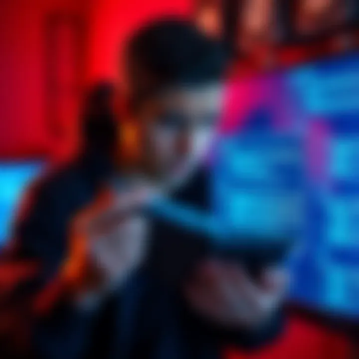 A person looking disappointed while holding a Stax device, surrounded by error messages on a screen