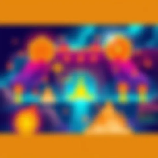 A digital illustration showcasing FuluTalisman NFTs, featuring vibrant art linked to a mining process, with symbols of energy and digital ownership.